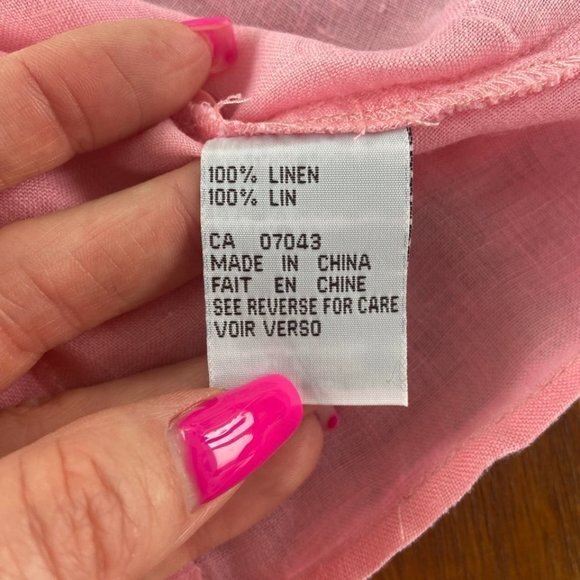 🎀 3 for $45 Pink 100% Linen Top in VGUC Size L - Picture 7 of 16